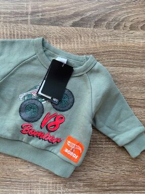 Bonds Sage Green V8 Bomber Pullover with Orange Patch